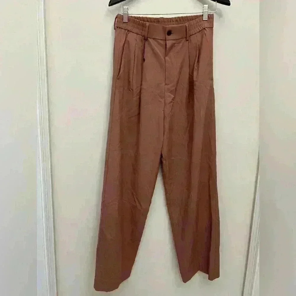 ZARA Women's Trouser Pants High Waisted Pink Size S Pockets Elastic Waist NWOT